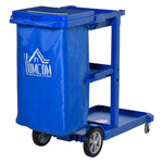 Cleaning Cart On Wheels, Housekeeping Trolley 3 Tier Shelves