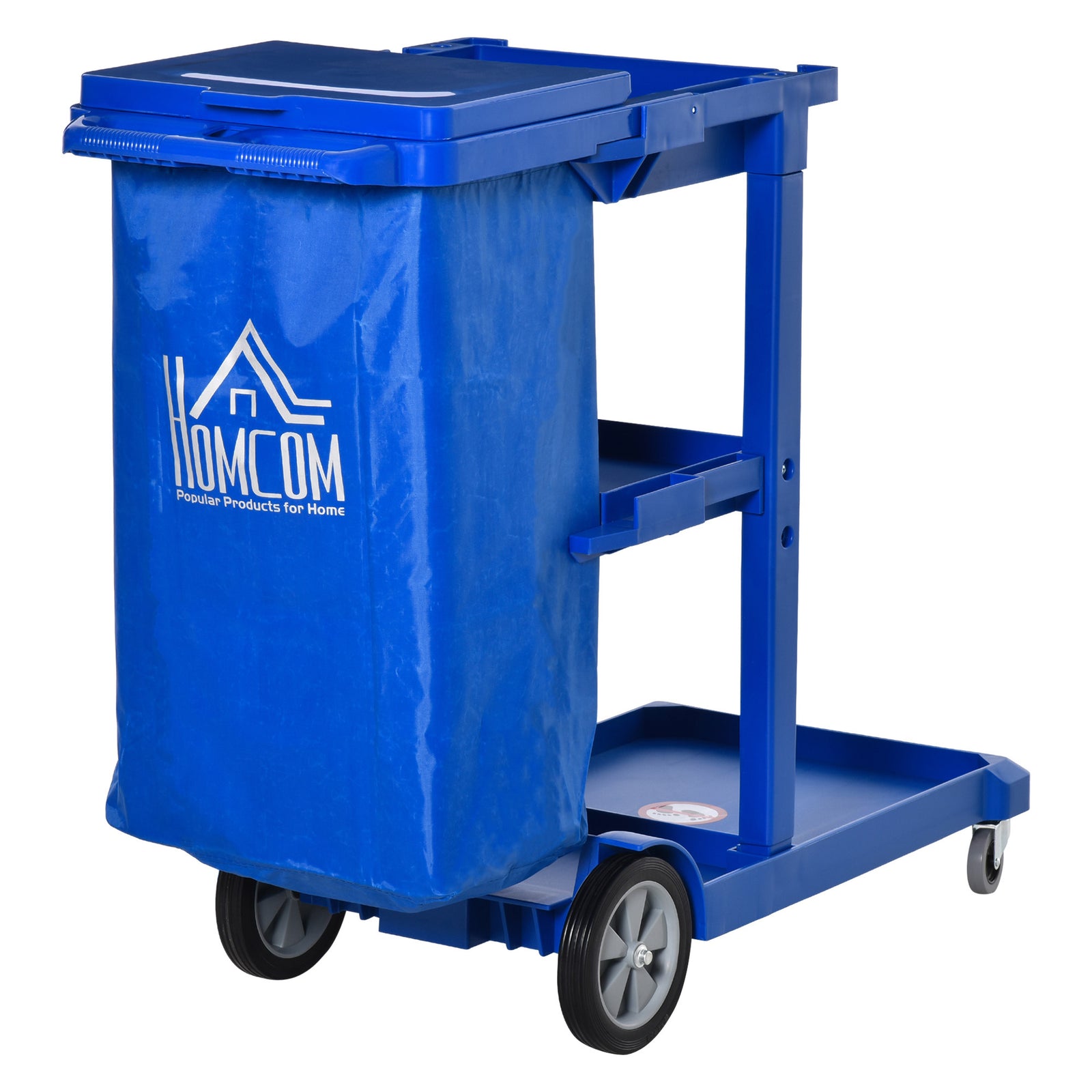 Cleaning Cart On Wheels, Housekeeping Trolley 3 Tier Shelves