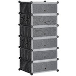 6 Tier Shoe Rack Plastic Storage Cabinet Modular Shoe Tower | One Size | Black