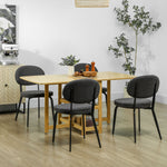 Set Of 4 Sherpa Dining Chairs Boucle Kitchen Chairs | One Size | Black