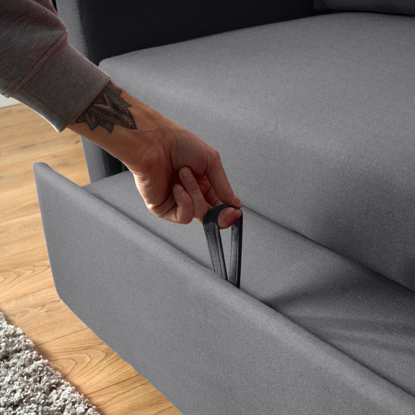 2-seater Pull Out Sofa Bed - Convertible Sleeper Sofa | Grey