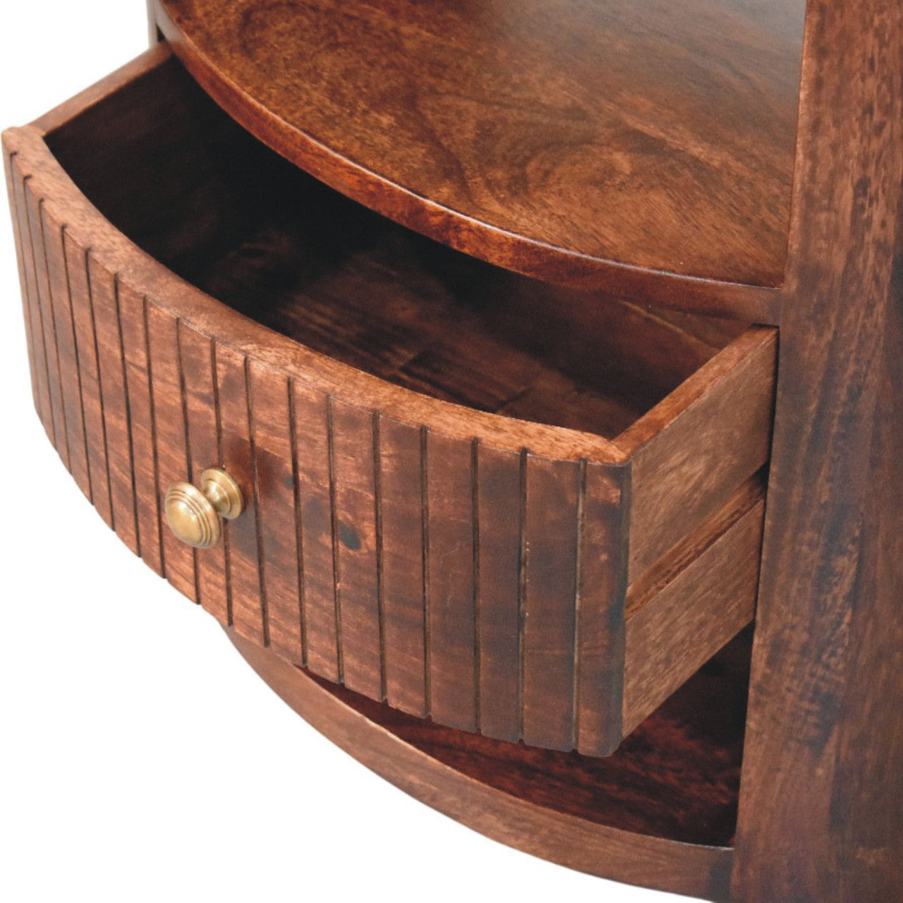 Bordeaux Bedside, 1 Drawer, 2 Open Slot, Brown