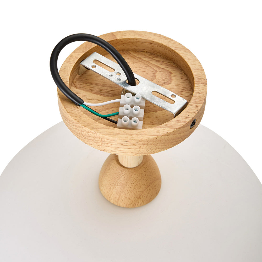 38cm Modern Ceramic And Wood Ceiling Light, Semi Flush Mount Fixture, Minimalist Nordic Style Lamp