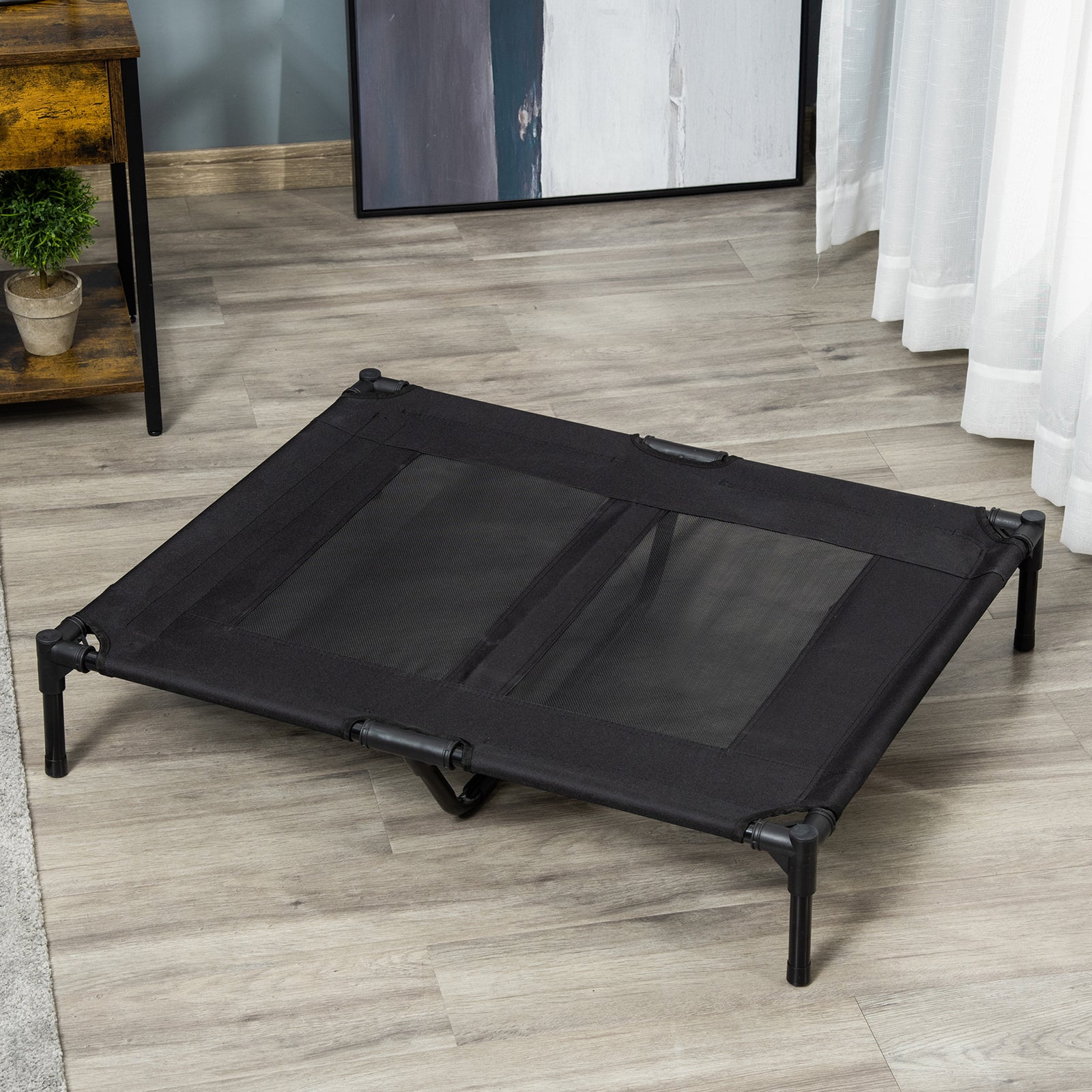 Pawhut Large Pet Cot Portable Dog Cat Sleep Bed Elevated Camping Outdoor | Black