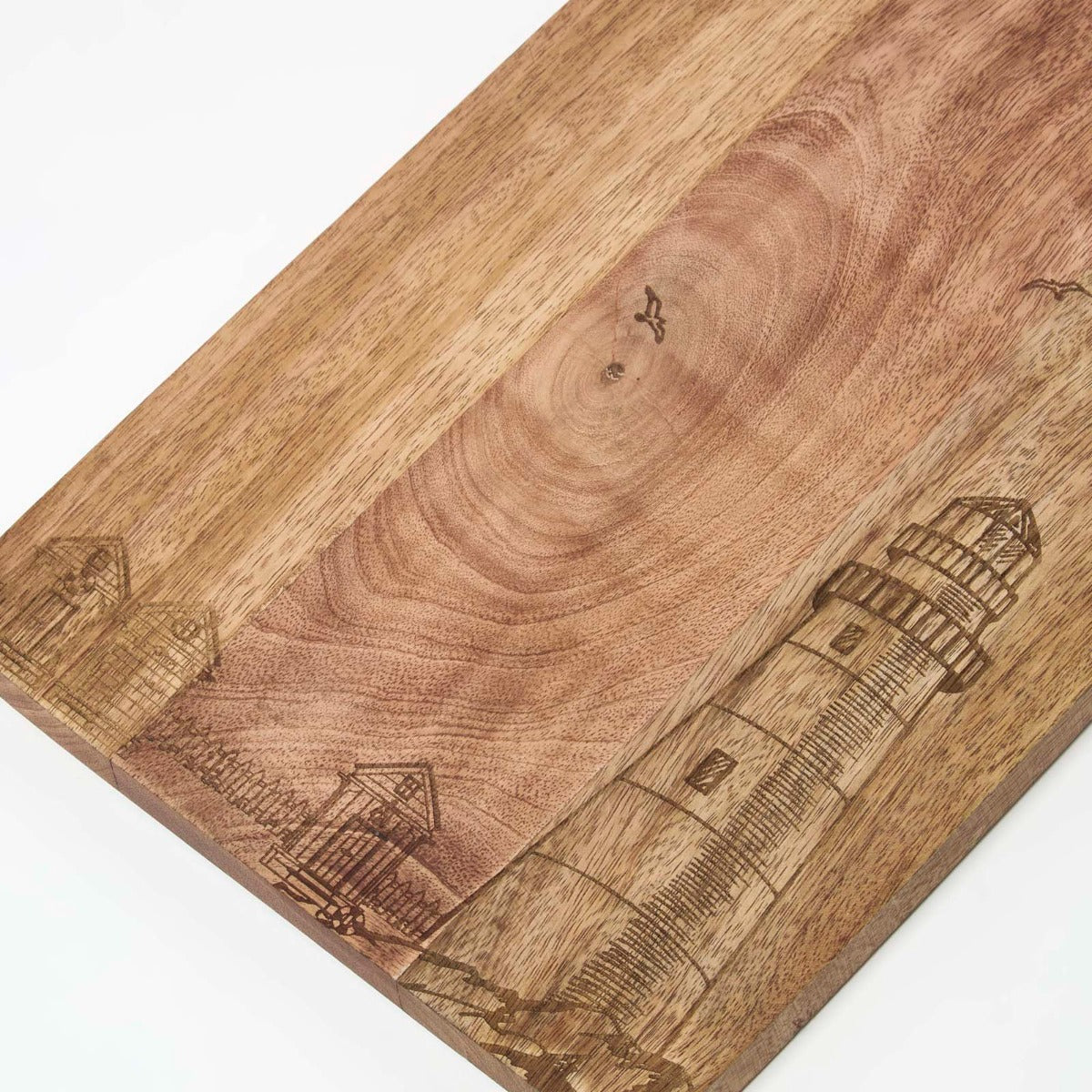 HOMESCAPES Etched Beach Mango Wood Chopping Board