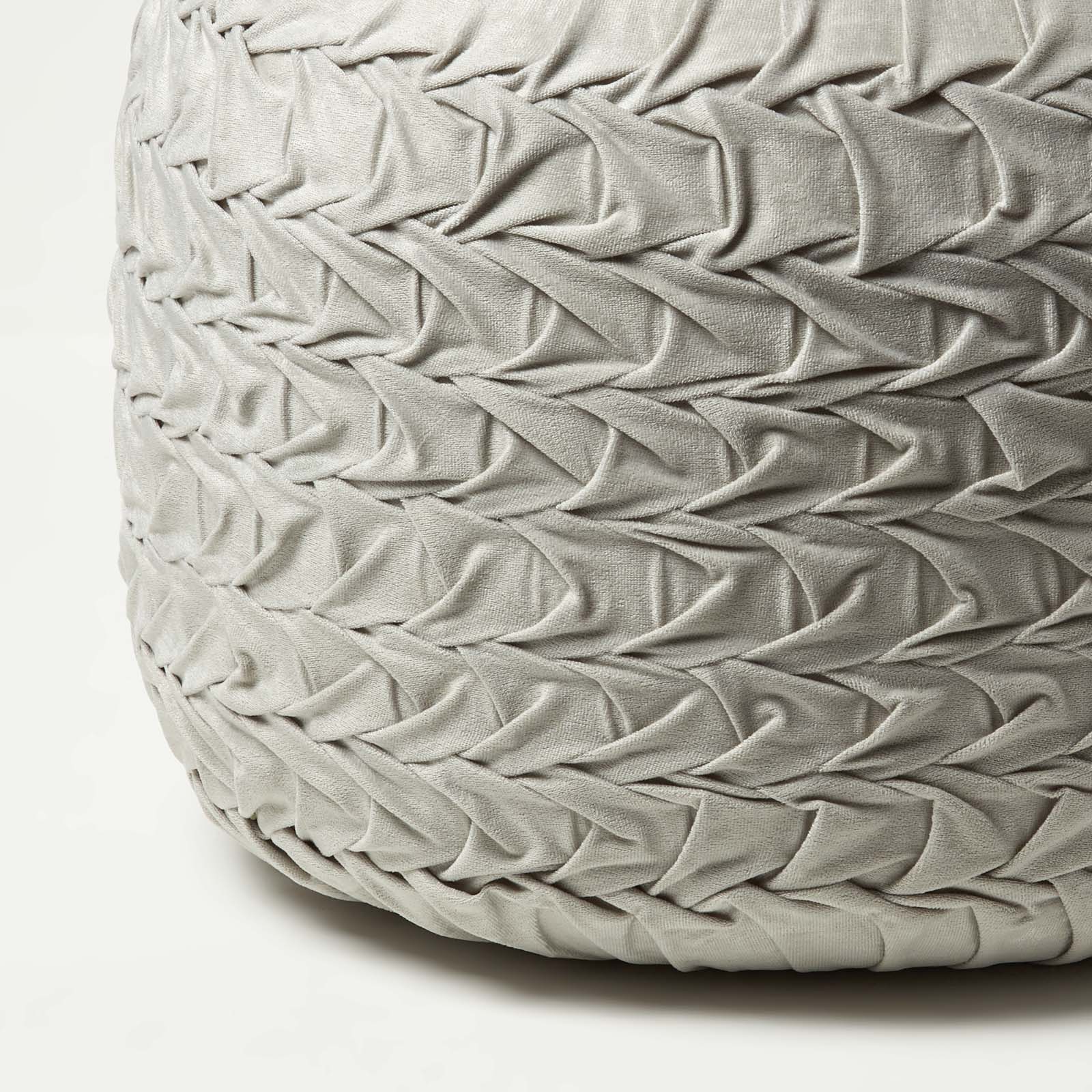 Grace Pleated Velvet Pouffe | 50cm x 35cm | Grey