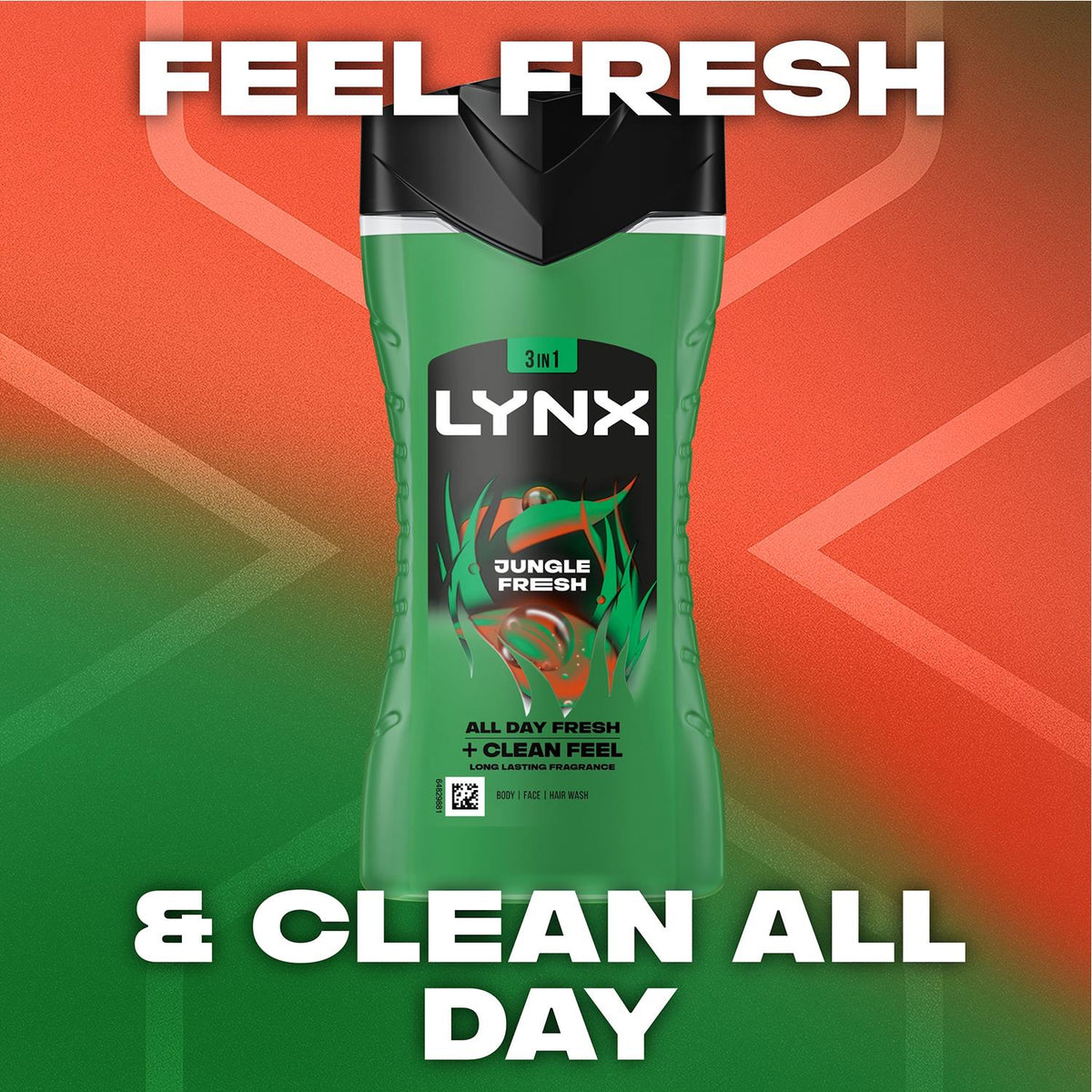 3 In 1 Body, Face & Hair Wash Shower Gel Extra Fresh Jungle Fresh 225ml | Set of 12