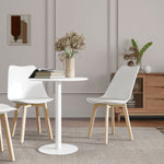 Dining Table, 60 Cm Round Kitchen Table For 2 With Steel Base | White