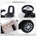 3-in-1 Ride On Car Foot To Floor Slider Toddler W/ Horn Steering | White
