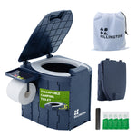 Hillington Portable Camping Toilet 150kg - Foldable With Padded Seat & Complete Accessory Kit - Blue