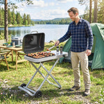 Outsunny Foldable Gas Bbq Barbecue Grill With Side Table, 2.5 Kw, Black