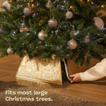 Glitter Christmas Tree Skirt Square 48x48cm | Gold