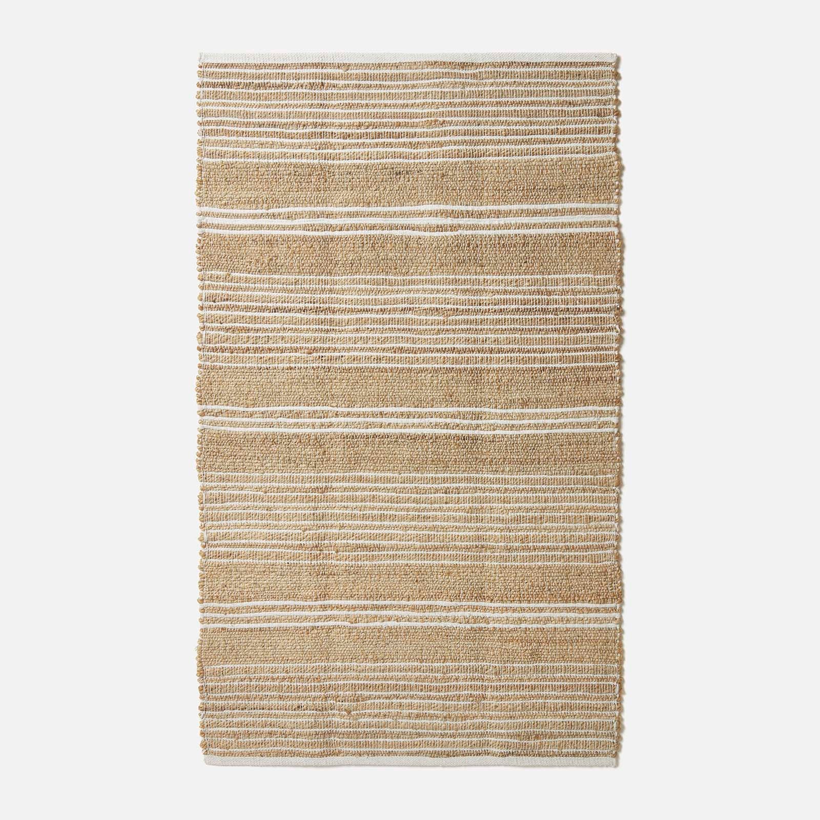 Arlyn Natural Striped Handwoven Jute Rug | 150cm x 95cm | Natural