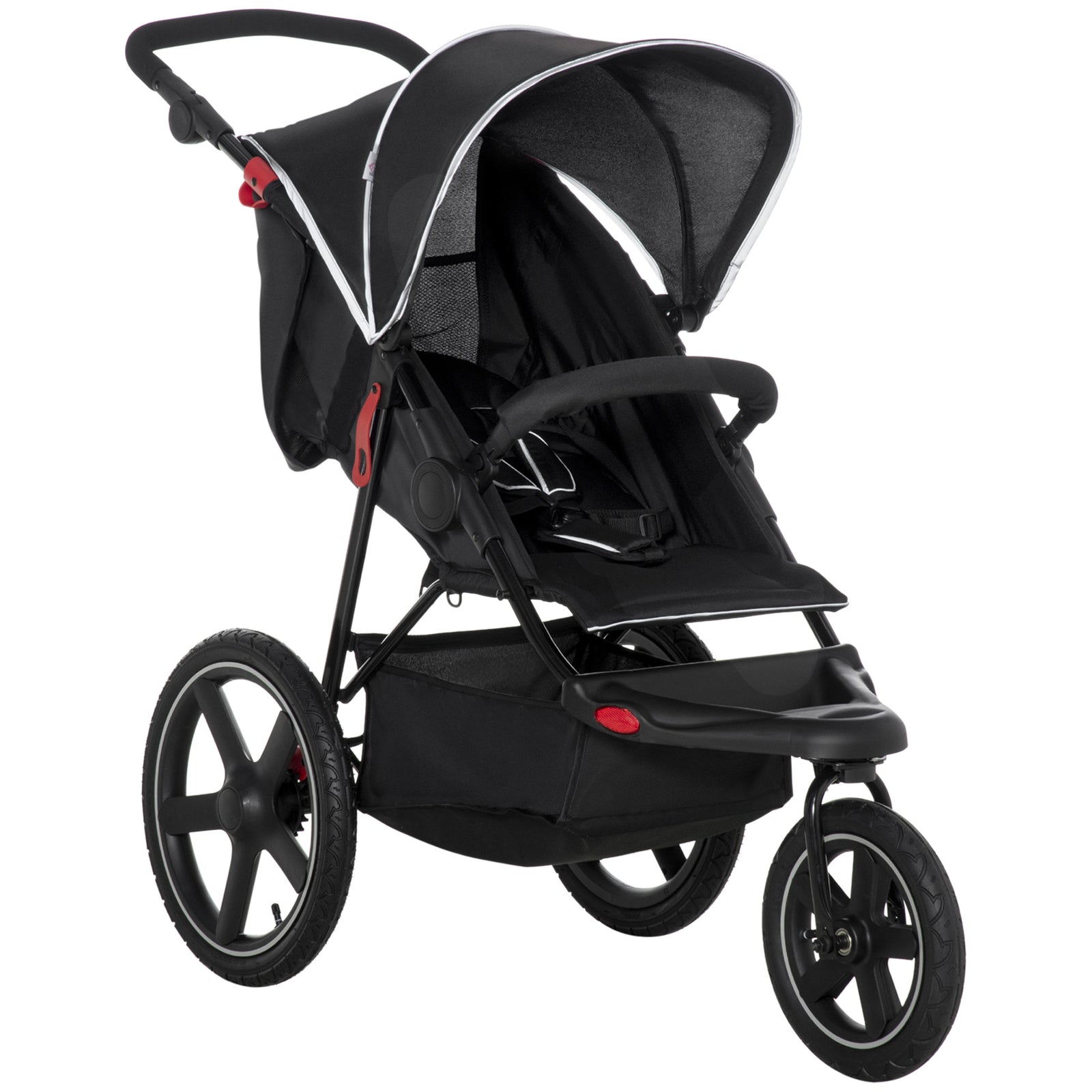 Foldable Three-wheeler Baby Stroller W/ Sun Canopy, Storage | Black