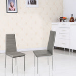 Set Of 2 Modern Faux Leather Armless High Back Dining Chairs | Set of 2 | Grey