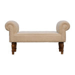 Solid Wood Boucle Cream Bench