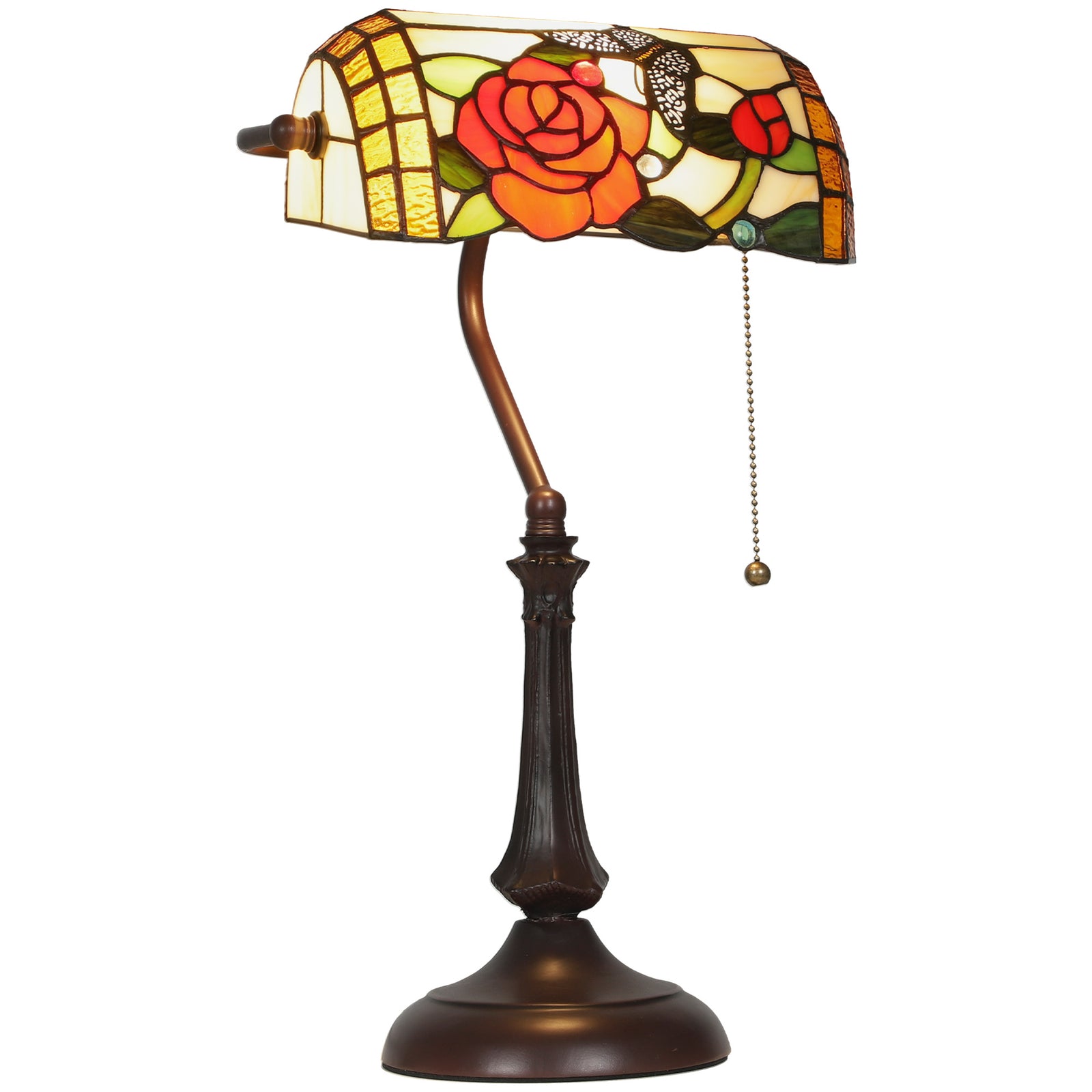 HOMCOM Tiffany-style Stained Glass Table Lamp, Handcrafted Antique Bedside