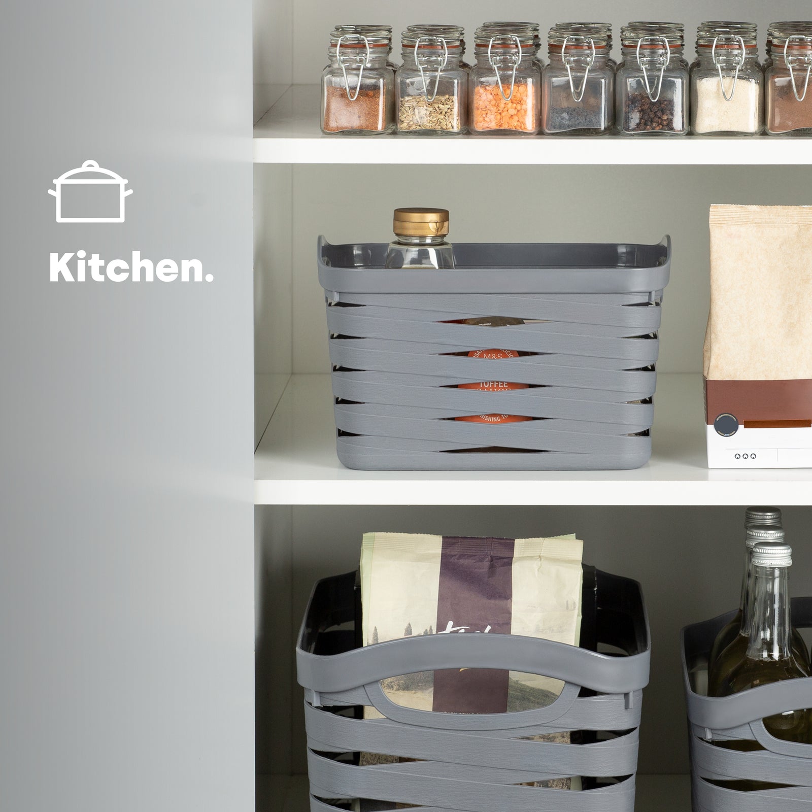 Kaari Grey Woven Basket - 7l