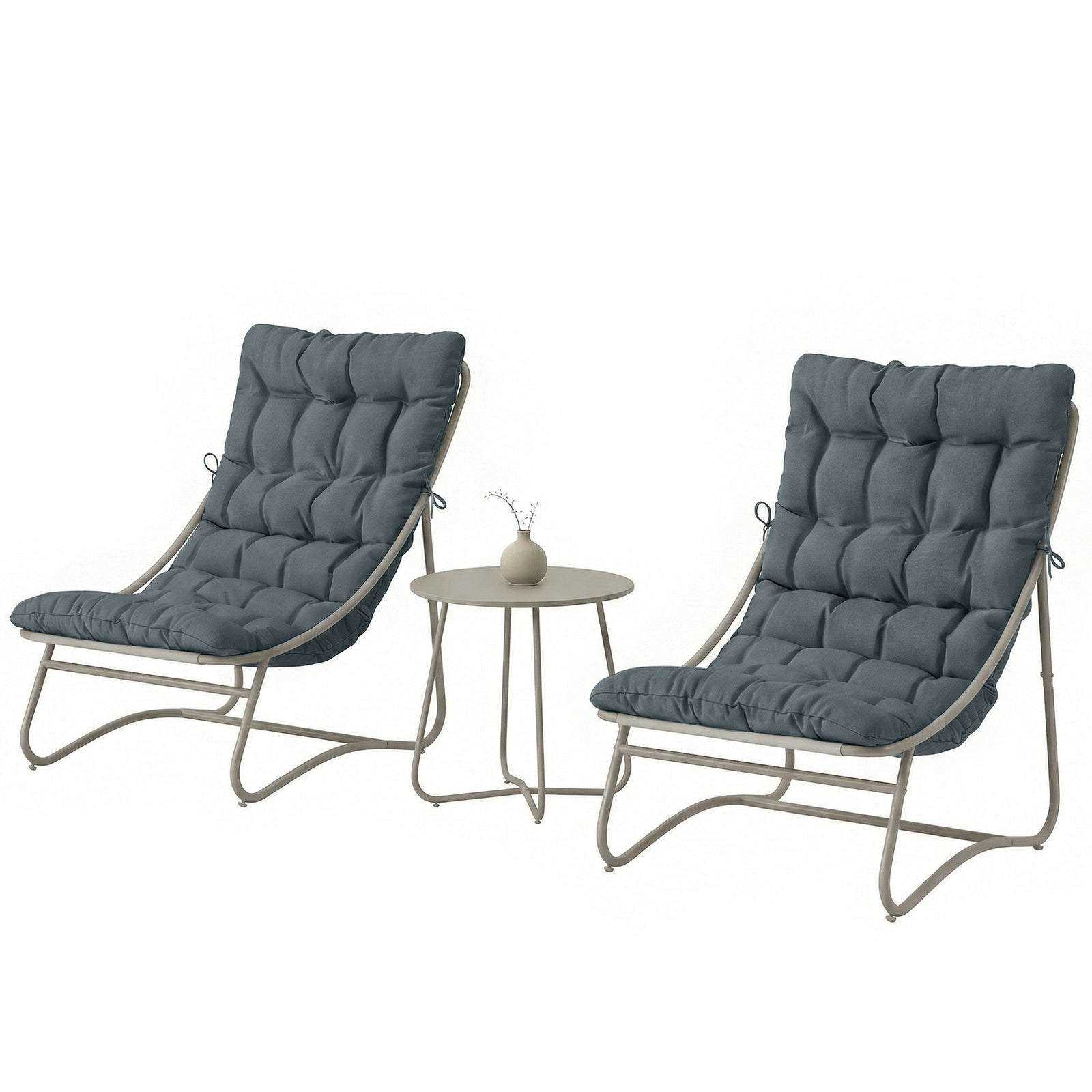 Garden Bistro Set, Bistro Table And Chairs W/ Cushions | Dark Grey