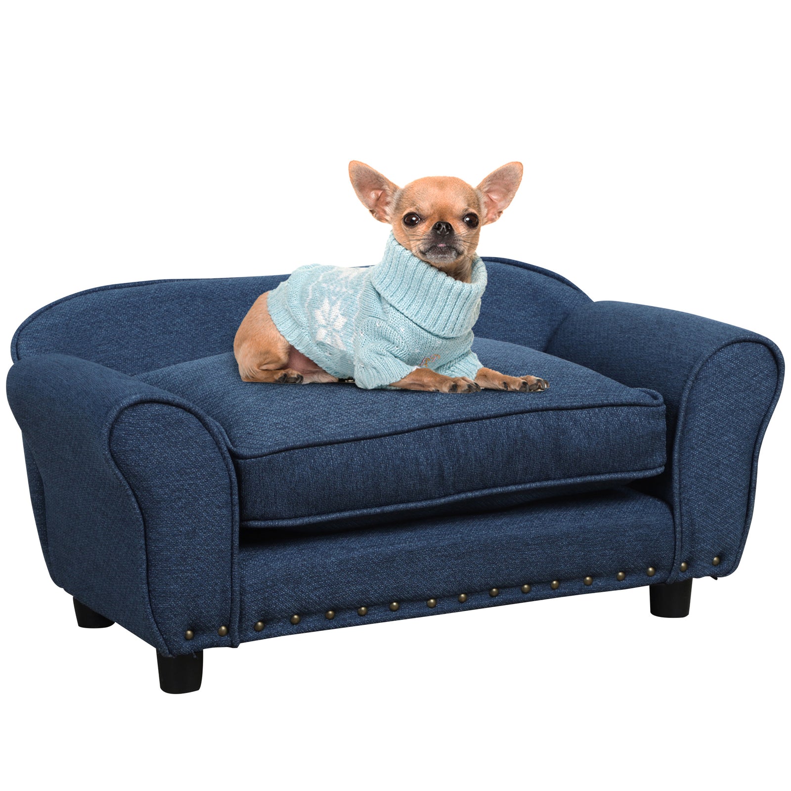 Dog Sofa Bed Pet Chair W/ Soft Cushion, For Xs And S Dogs - Blue