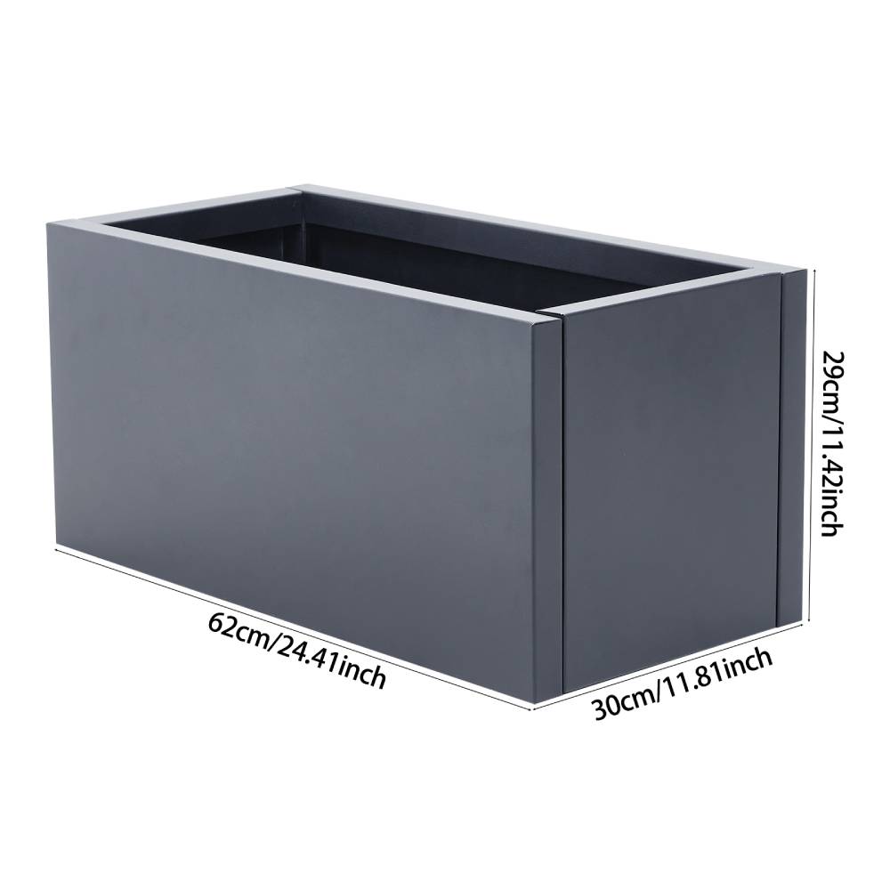 Zinc Galvanized Steel Planter Box With Drainage Hole –rectangle Raised Planter Box Outdoor Balcony Garden Trough Pot | Small | Anthracite Grey