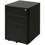 3 Drawer Metal Filing Cabinet Lockable 5 Wheels | One Size | Black