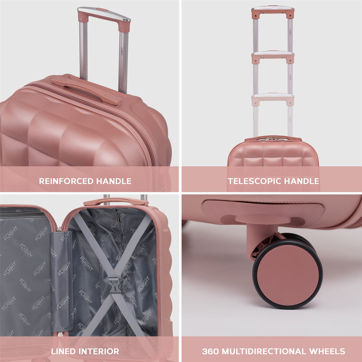 Set Of 3 Hard Case Bubble Design Check-in Size Suitcases Hold Luggage - Overhead Cabin Bag With Medium & Large Check-in 20kg+ Hold Suitcase | Set of 3 | Rose Gold