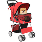 PawHut Pet Stroller Carrier Foldable Deluxe Walk Travel Dog