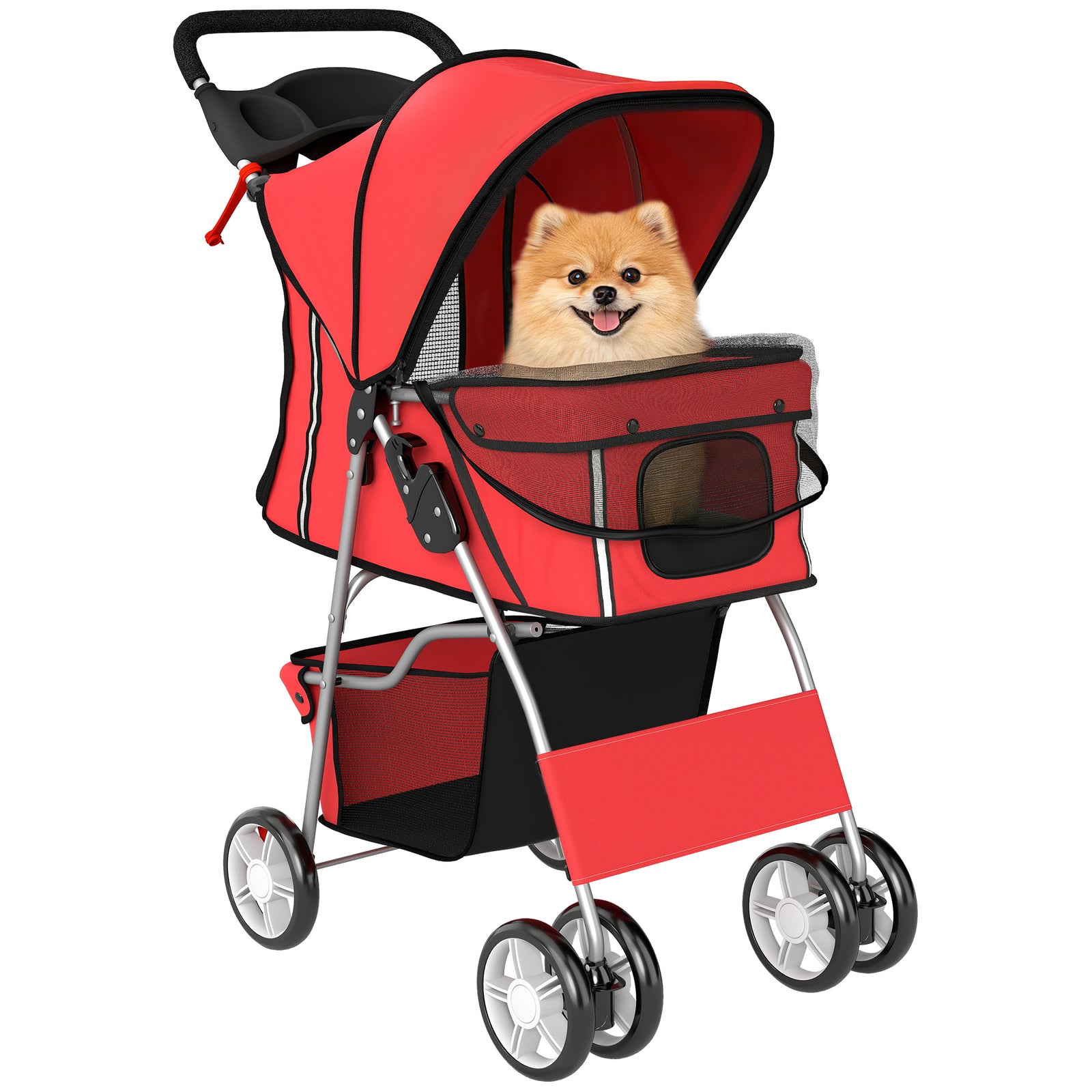 PawHut Pet Stroller Carrier Foldable Deluxe Walk Travel Dog