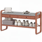 Shoe Bench With 2 Drawers Cushioned Seat 105cm | Dark Brown