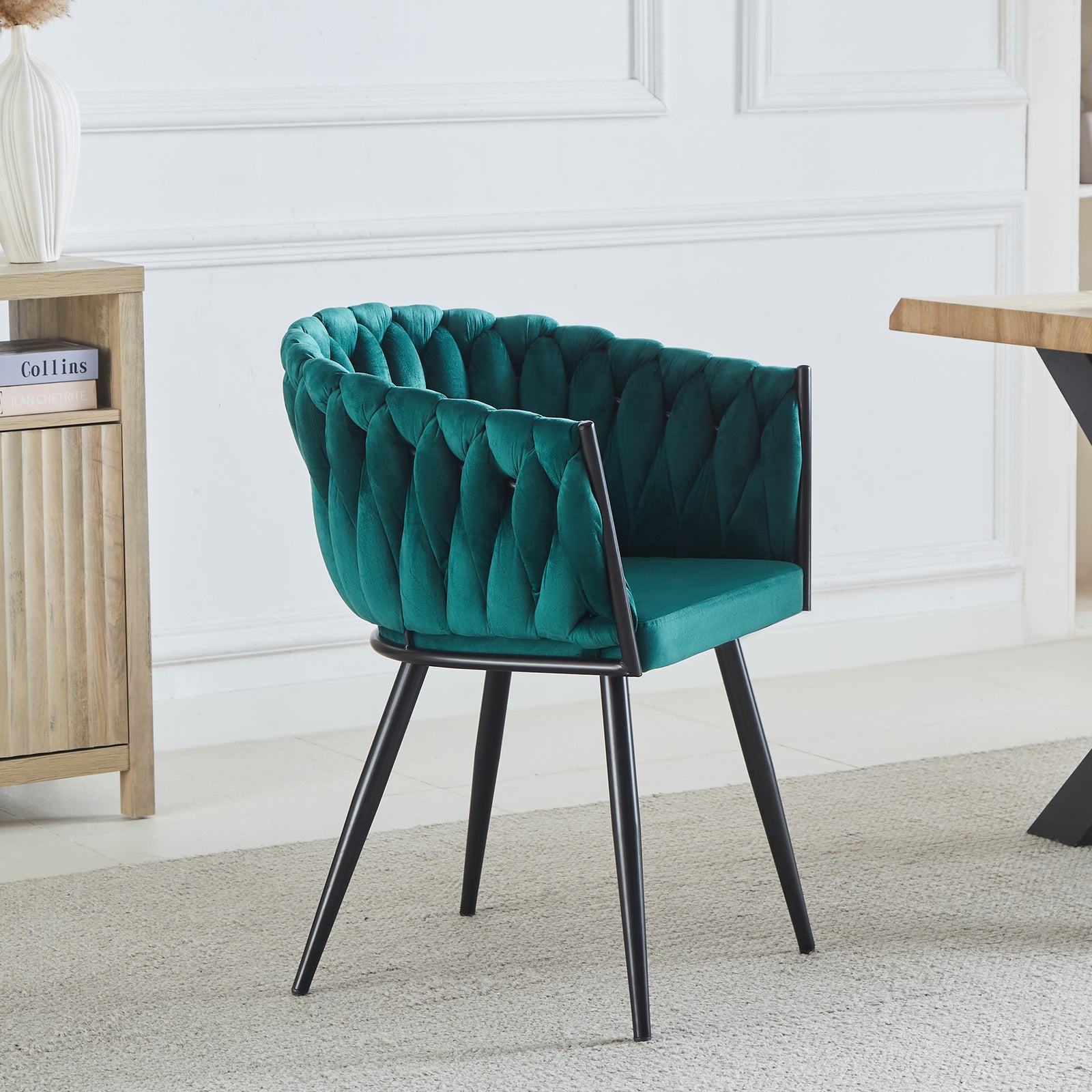 Set Of 2 Baiano Fabric Dining Chairs | Green