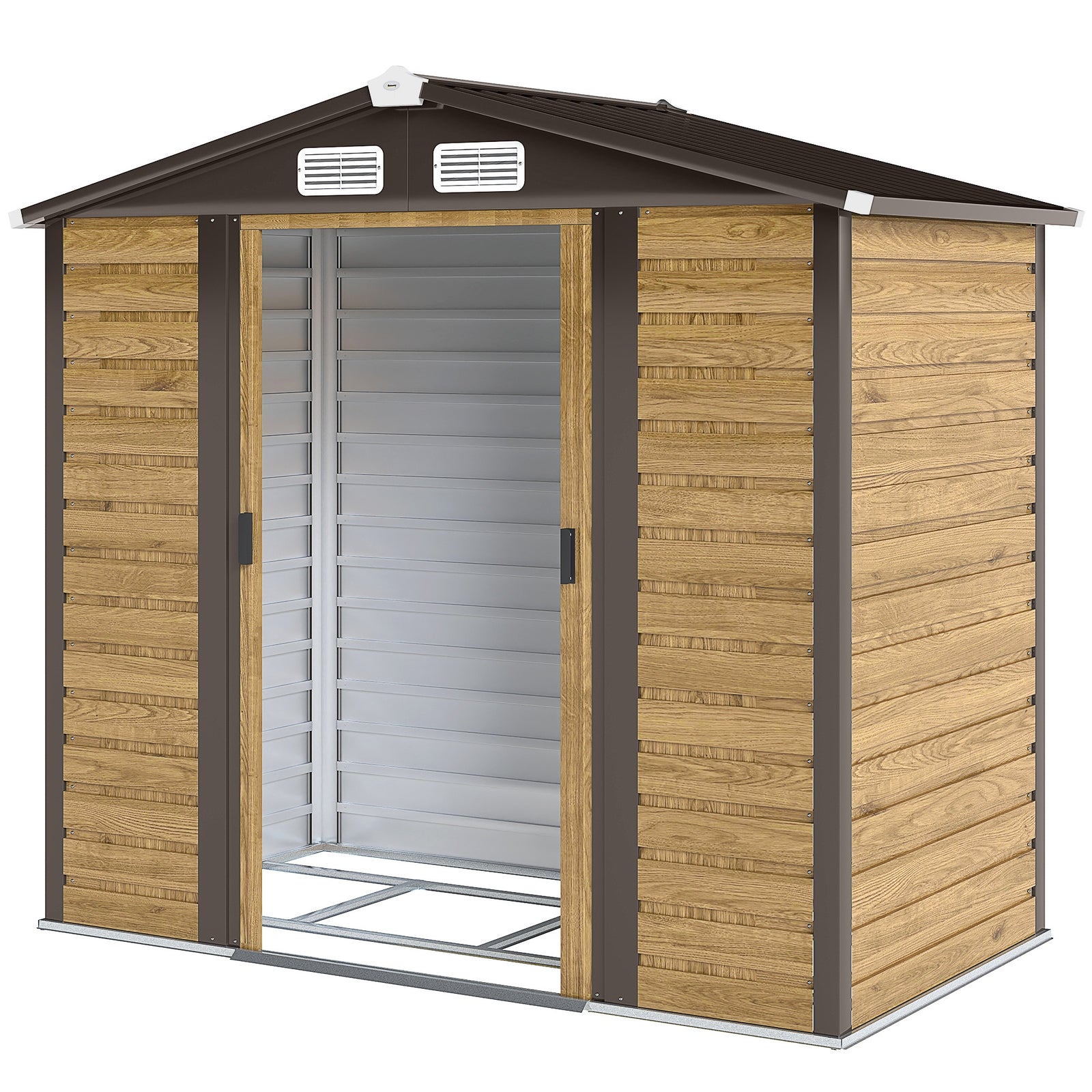 7 X 4ft Upgraded Metal Shed With Lock, Easy To Assemble | Oak