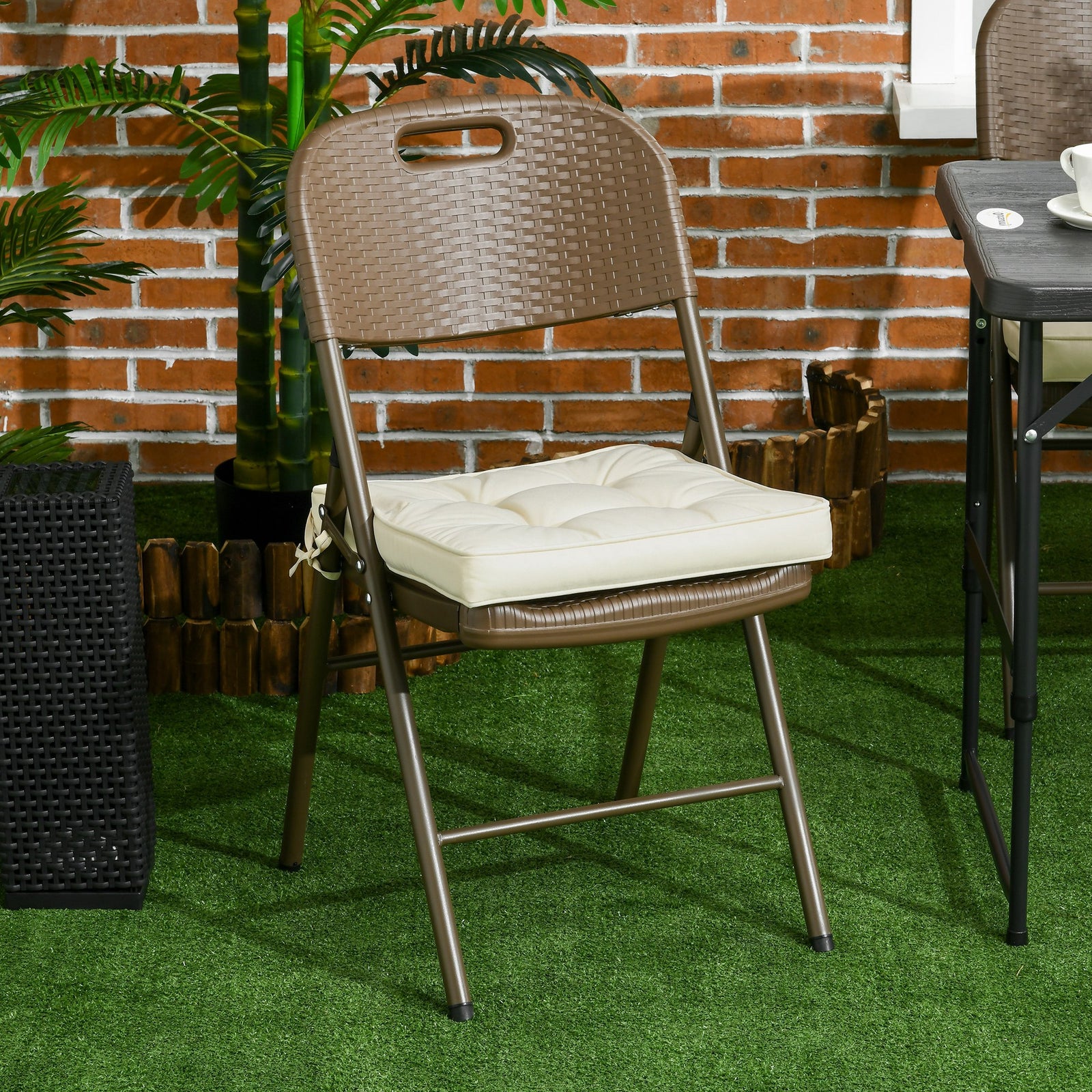 42 X 42cm Replacement Garden Seat Cushion Pad With Ties | Cream