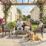 4 Piece Rattan Garden Furniture Set W/ Thick Cushions | Grey