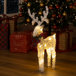 Glitter Reindeer Christmas Decoration With Led Lights Battery Operated Indoor