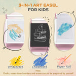 3 In 1 Easel For Kids, With Paper Roll, Adjustable Height | Pink