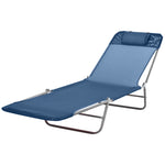 Adjustable Sun Bed Garden Lounger Recliner Relaxing Camping | Dark Blue