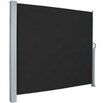 Retractable Side Awning 300cm Patio Privacy Screen Uv & Water Resistant Polyester Garden Balcony Wind Screen (160/180cm H) | Large | Black