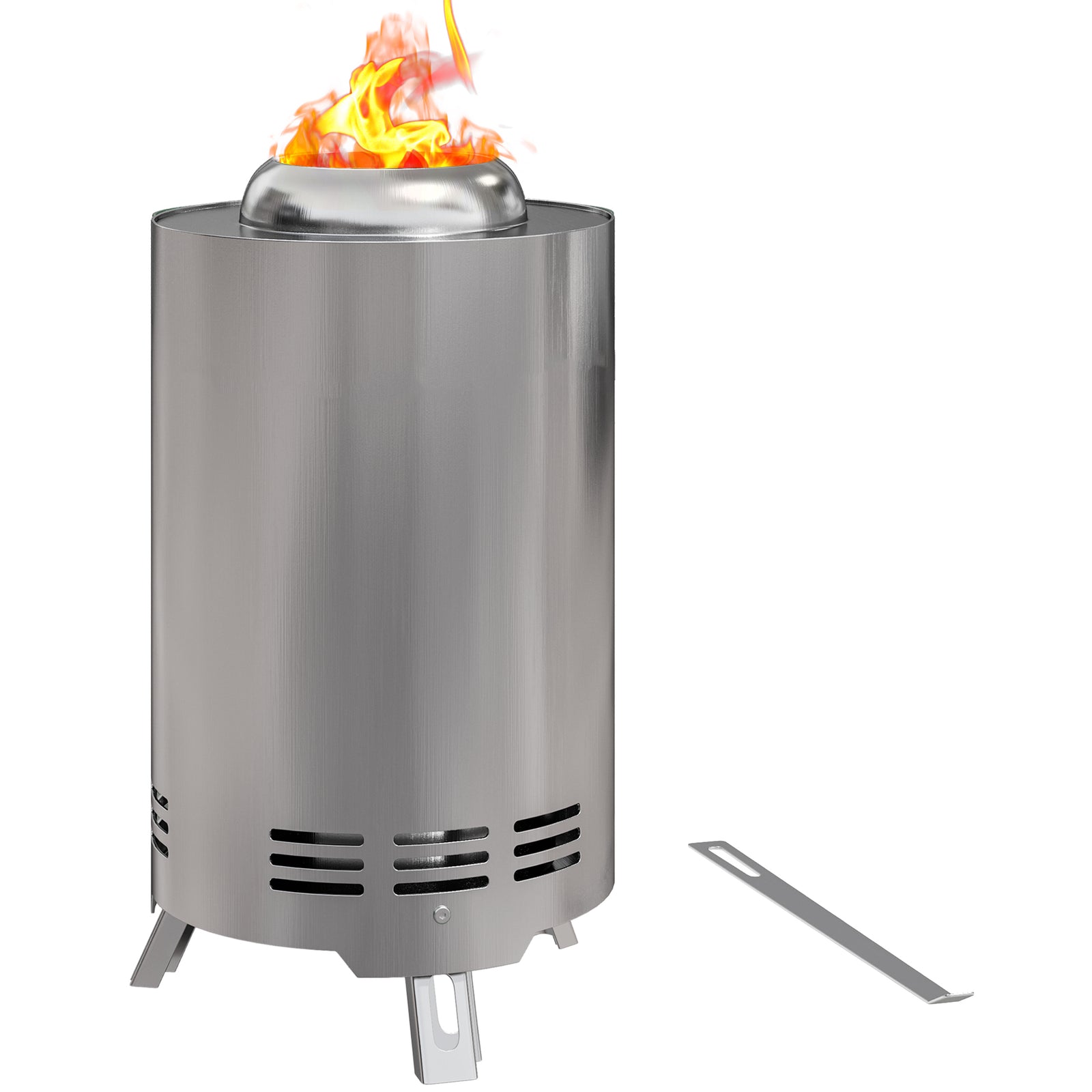 Stainless Steel Smokeless Wood Burning Firepit Garden | Silver