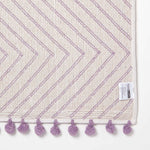Tufted Cotton Bath Mat Zig Zag Design With Pom Poms | 50 x 80cm | Lilac
