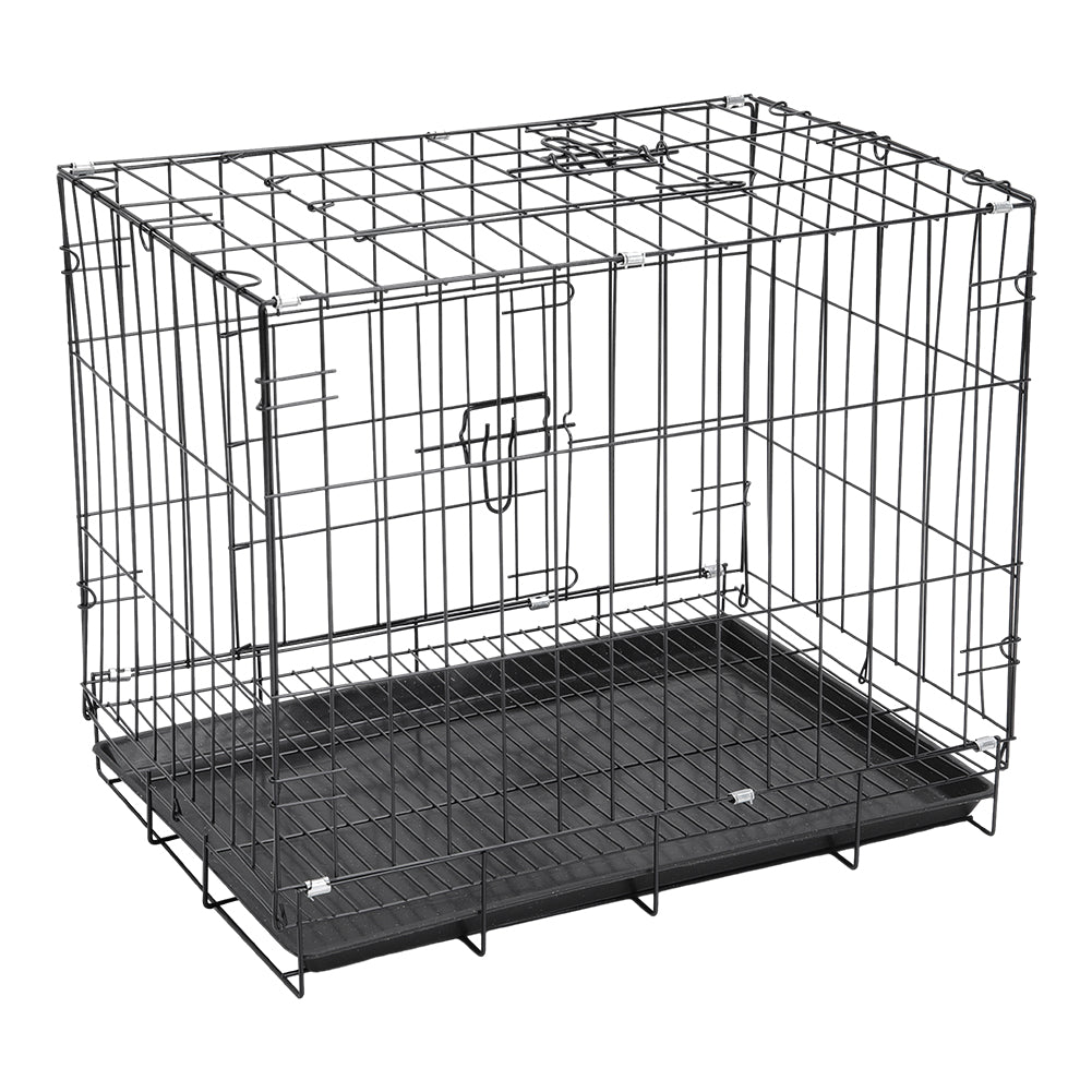 Wire Dog Crate With 2 Doors And Tray | Small | Black
