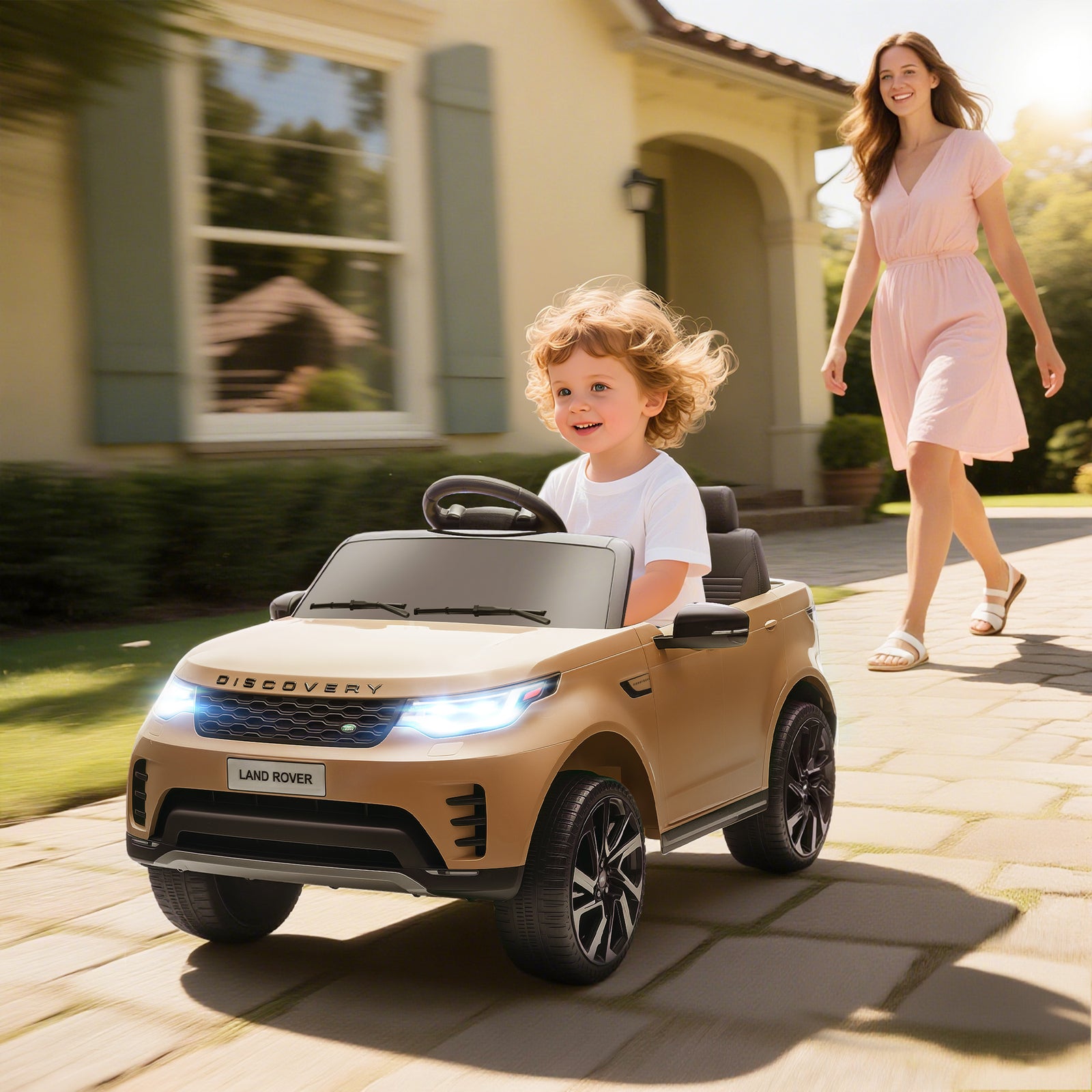 Land Rover Discovery Licensed 12v Kids Electric Car W/ Remote | Khaki