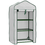 3-tier Mini Greenhouse W/ Pe Cover | White