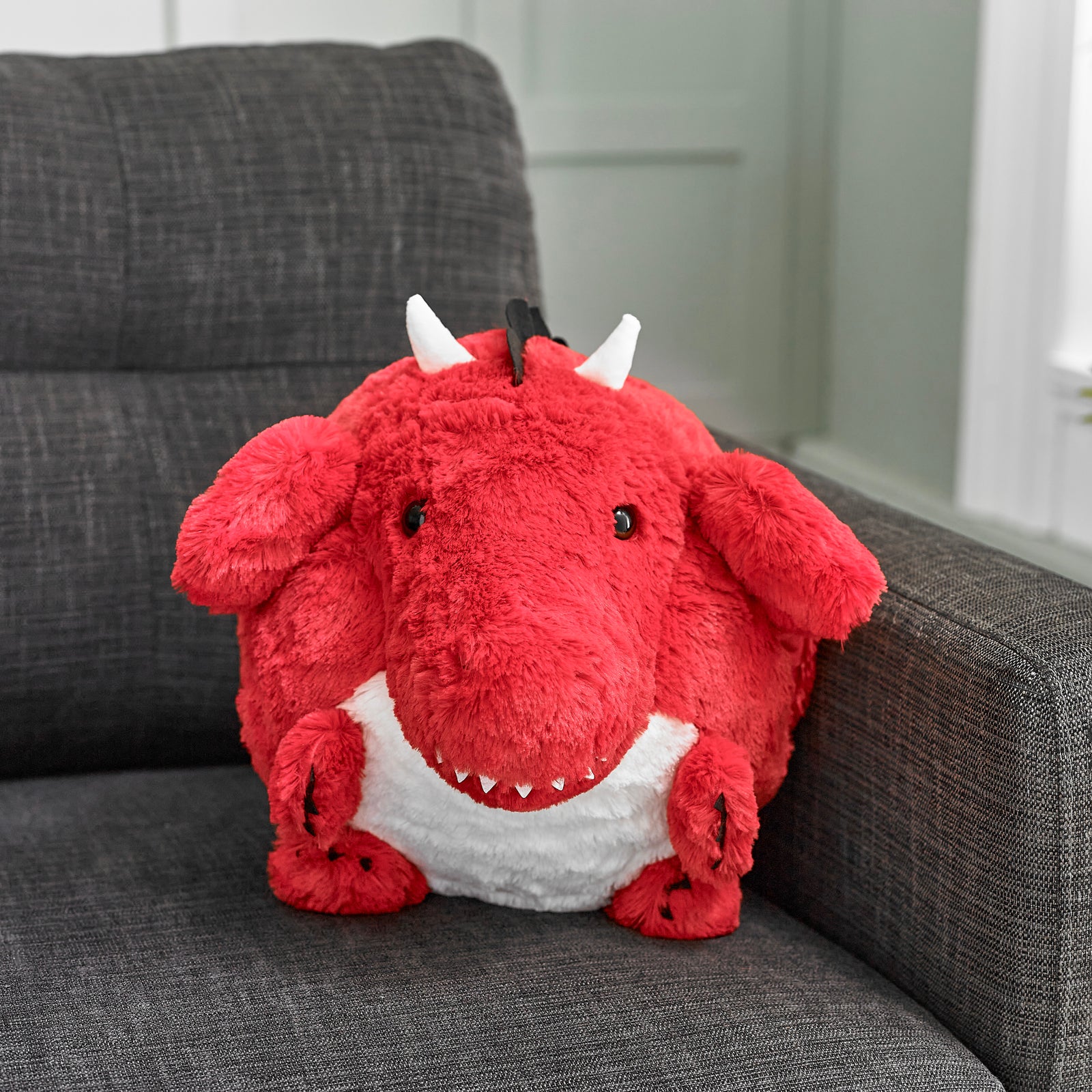 Soft Giant Handwarmer Cozy Plush Red Dragon | 30cm x 30cm | Red