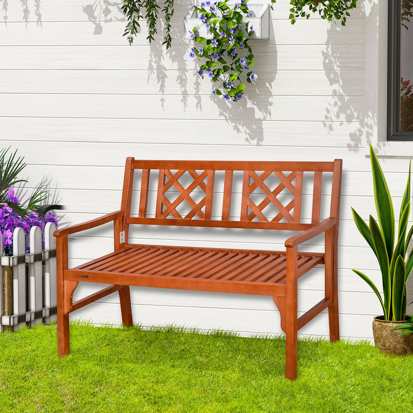 Foldable 2-seater Patio Wooden Bench