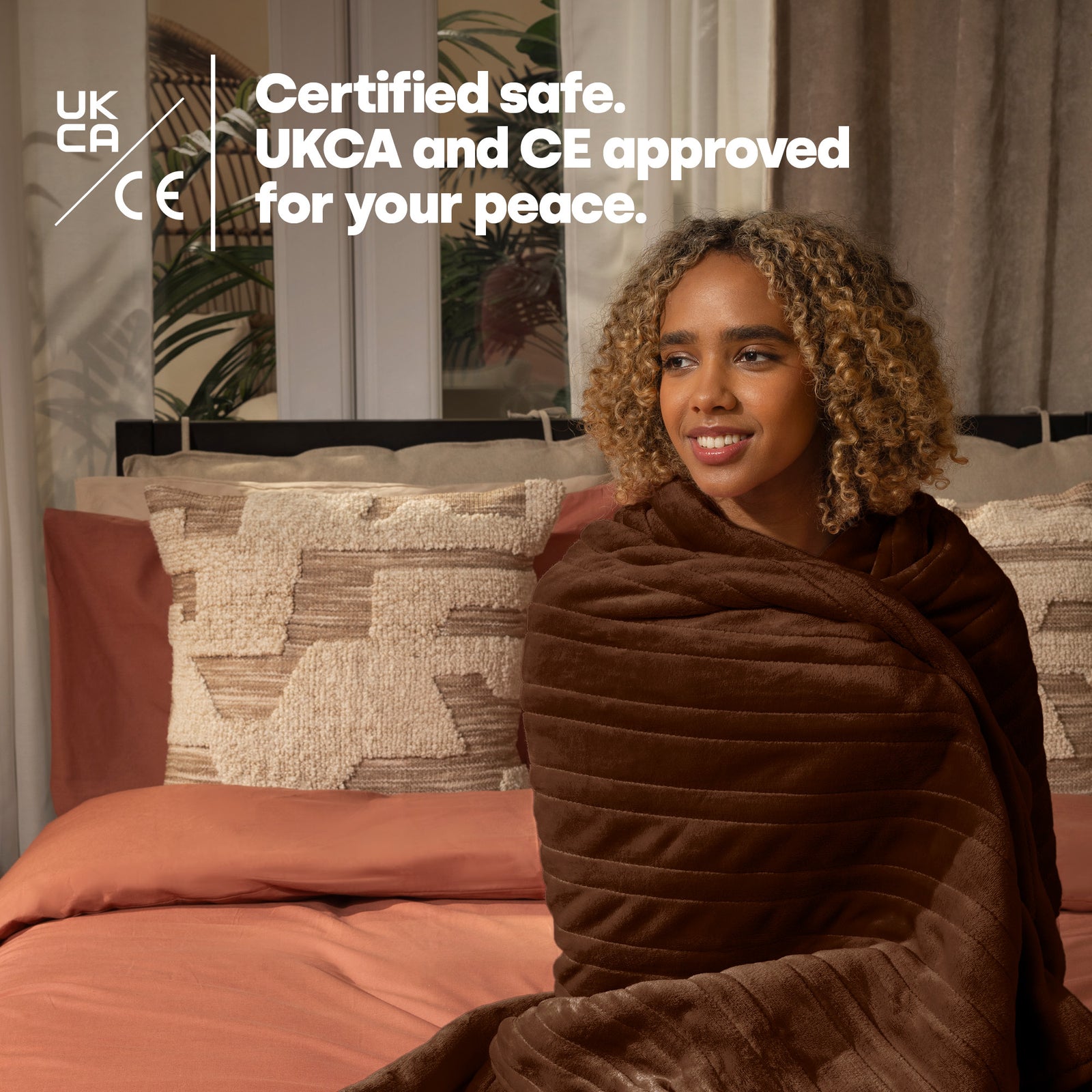 Electric Heated Blanket Chocolate Micro Fleece With 9 Heat Settings