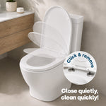 Livivo Soft Close D Shaped Toilet Seat - White With Quick Release Button For Easy Cleaning