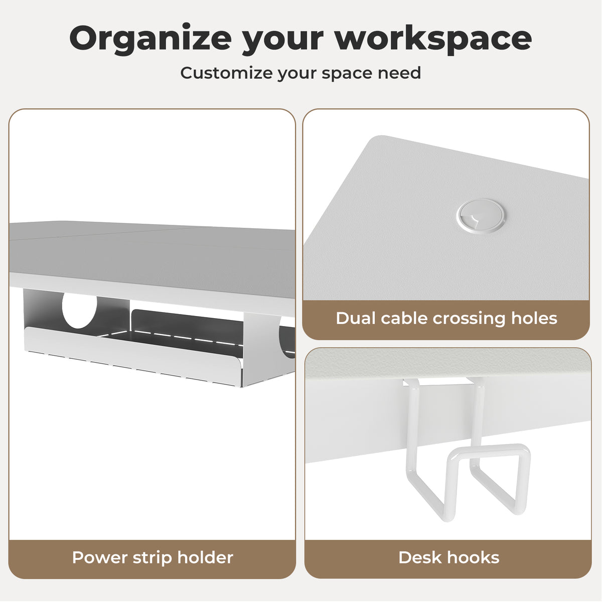 Adjustable Height Electric Standing Desk White Metal Frame | White