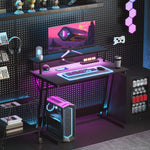 Led Gaming Desk With Power Outlets And Monitor Stand