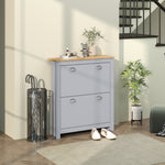 2 Drawer Shoe Cabinet, Flip Doors | Grey